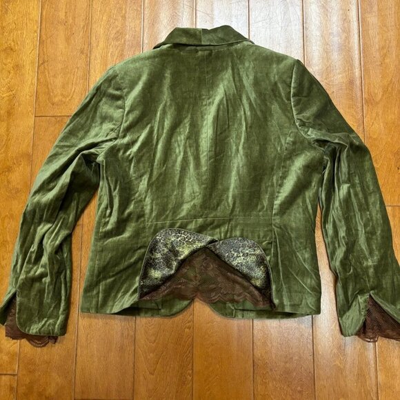 apostrophe luxury is a state of mind Green Velvet Blazer Lace 12P Corporate Goth - Picture 12 of 16